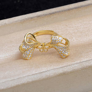 Anneau exagéré en argent S925, accessoire de bricolage, bijoux en perles, support vide 16-19, anneaux semi-finis tendance - JG5932 - Product Image 4