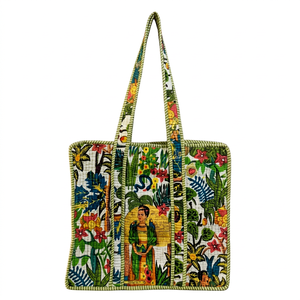 Bolso Tote de Lona Bordado Estilo Bohemio con Diseño Floral, Bolso de Compras para Mujer, Todas las Temporadas, Cierre Abierto - Product Image 1