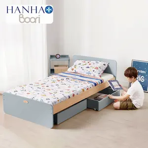 Boori Modern Wooden Kids Furniture Twin Size Single Children Bed Wood With Storage Drawers