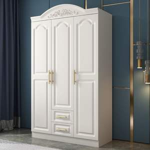 European Style <b>Wardrobe</b> Six Door White Wood With Drawers <b>Large</b> Capacity Bedroom Storage Cabinet - Product Image 4