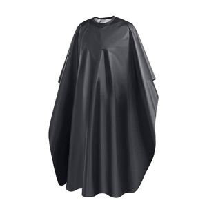 Cape de coiffure et de maquillage noire imperméable 100 % polyester avec logo personnalisé et taille ajustable - Product Image 1