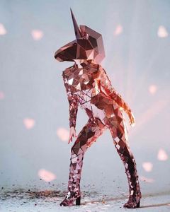 Costume de spectacle personnalisé <span class=keywords><strong>licorne</strong></span> rose avec miroir intégré, idéal pour les défilés de parcs d'attractions et les tournages de courtes vidéos - Product Image 4