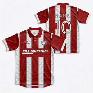 Maillot de football personnalisé pour club, maillot de sport décontracté unisexe, maillot de football rétro rouge à séchage rapide - Product Image 3