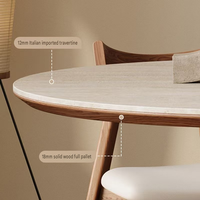 Table à manger ronde en pierre frittée, design Bauhaus moderne et minimaliste pour les petites maisons - Pieds en acier inoxydable durables