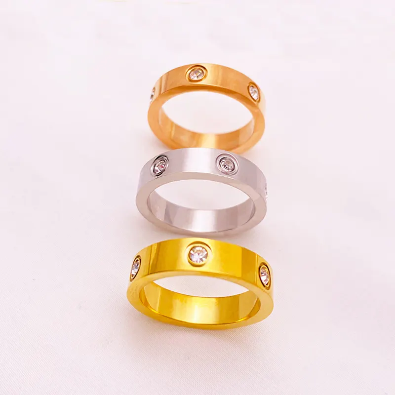 Luxury Classic Designer Brand Jewelry 316L Stainless Steel Gold Plated Screw Love Diamond Ring For Men And Women Customizable