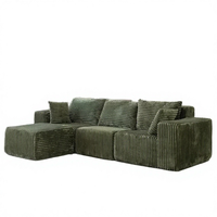 Canapé d'angle modulable en tissu côtelé et velours, style moderne et luxueux, minimaliste, en forme de L