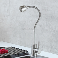 Robinet de cuisine moderne en acier inoxydable 304 à poignée unique, eau froide/chaude, avec tuyau universel, sans plomb, finition brossée, cartouche céramique