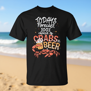 Camiseta promocional con la frase 'Crabs And Beer' y diseño de cangrejos comiendo, 'Camiseta con la frase 'Crabs And Beer' y diseño de cangrejos comiendo' - Product Image 3