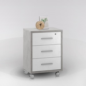 COMMODE À DOUBLE Tiroirs, 51X41 CM, H. 71, CIMENT ET Oxyde Blanc - Product Image 1