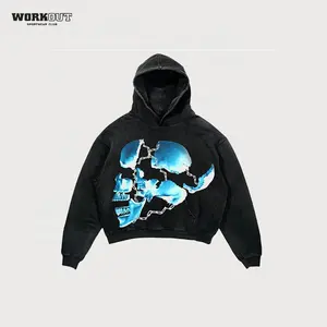 Làm Việc Ra 100% Cotton Tùy Chỉnh Men Skeleton Hoodi Over Kích Thước Hoodie Casual 3D In Hoodie & Áo