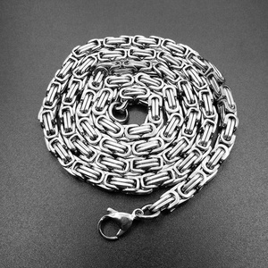 High End Stainless Steel Byzantine Chain <b>Silver</b> Metal Chains <b>for</b> <b>Men</b> - Product Image 4