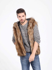 Gilet <span class=keywords><strong>court</strong></span> à capuche en fausse <span class=keywords><strong>fourrure</strong></span> pour <span class=keywords><strong>homme</strong></span> – Veste décontractée polyvalente – <span class=keywords><strong>Manteau</strong></span> d'extérieur en fausse <span class=keywords><strong>fourrure</strong></span> pour <span class=keywords><strong>homme</strong></span> - Product Image 3