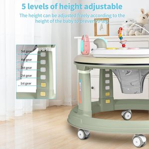 Siège <span class=keywords><strong>pivotant</strong></span> réglable à 5 hauteurs à 360 ° marchette pour bébé musique jouets détachables rebond repose-pieds centre d'activité pour 6-18 mois pour garçons - Product Image 3