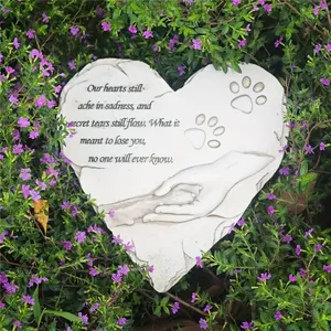 Plaque commémorative en résine pour animaux de compagnie en forme de coeur Offre Spéciale avec <span class=keywords><strong>poème</strong></span> gravé et empreintes de pattes, matériau résistant aux intempéries pour décor de cimetière de <span class=keywords><strong>jardin</strong></span> - Product Image 4