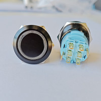 Interrupteur à bouton poussoir noir DPDT à double commande éclairé 2NO2NC