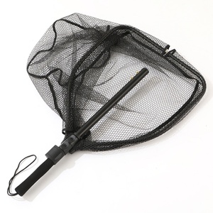 Nouveau filet de pêche triangulaire pliable rapide en alliage d'aluminium avec revêtement anti-accrocs et fonctions de pêche compétitive, noir, avec trous. - Product Image 3