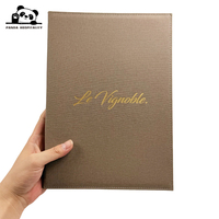 Porte-menu en lin texturé de qualité supérieure, logo personnalisé en relief mat, reliure à vis Chicago