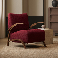 Canapé de salon léger en laine d'agneau au design créatif et de luxe Chaise de salon simple et profonde Chaise de loisirs avec cadre en acier au carbone