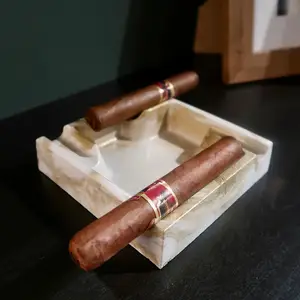European Gold Square Ceramic Cigarette Ash Tray Gift Box Packing Modern Home Office Bar Luxury Custom Logo Cigar Ashtray