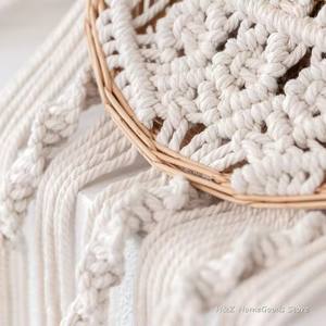 <span class=keywords><strong>Tapiz</strong></span> redondo de maceta tejido a mano, macramé, arte colgante de pared, artesanías bohemias tejidas para decoración de habitación, sala de estar - Product Image 2