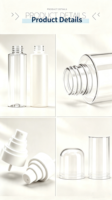 Flacon en PET transparent épais 50ml 100ml 120ml avec bouchon blanc, flacon pompe cosmétique, flacon de parfum