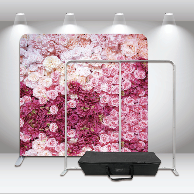Custom Printed Tension Fabric Floral Backdrop Aluminum Stand Portable Wrinkle-Free Washable Eco-Friendly Lightweight Display