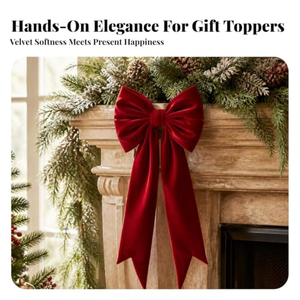 Red Flannel Christmas Bow Pendant for Wedding Decorations Christmas <b>Tree</b> Ornaments with Butterfly Shape Navidad - Product Image 4