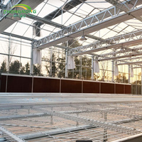 Grand système de culture mobile vertical en acier multi-étages pour serre, avec bancs et tables multiples, personnalisable, pour culture intérieure, avec panneaux en polycarbonate
