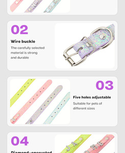 Trendige Diamant-Buchstaben <span class=keywords><strong>DIY</strong></span> Haustier-Halsband Schnallenverschluss Katzen-Halskette Pailletten-Besatz Leder-Hundezubehör - Product Image 4