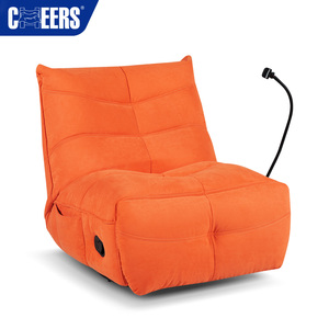 Fauteuil inclinable en tissu orange MANWAH CHEERS, fauteuil à bascule pivotant pour salon - Product Image 2