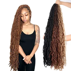 Julianna Wholesale Private Label 18 24 30 36 Inch 28Inch Ombre Soft Faux Locs Synthetic Crochet Braids Dreadlocks Hair Extension