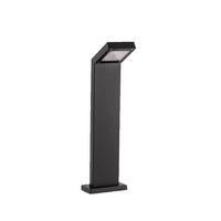 Lampadaire LED carré noir mat étanche IP66 avec tête courbée en aluminium pour extérieur, aménagement paysager, villa, pelouse, allée, cour