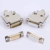 Conector de soldadura DB15 con capucha metálica, conector macho hembra D-Sub de 15 Pines, conectores adaptadores VGA de terminal RS232
