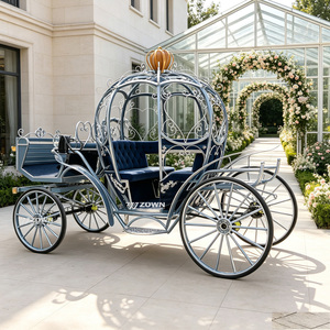 Chariot de princesse royal en forme de citrouille, structure en fer forgé à la main, véhicule de transport de la mariée pour cérémonie en extérieur et exposition en station balnéaire - Product Image 1