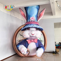 Lapin gonflable de lapin de personnage de dessin animé gonflable de décoration de fête du pays des merveilles avec l'horloge