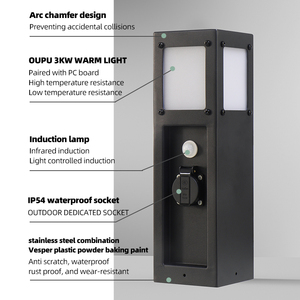 GEEYA <span class=keywords><strong>Prise</strong></span> électrique extérieure étanche avec éclairage intégré et contrôle par application Tuya, pilier de <span class=keywords><strong>prise</strong></span> intelligente pour le sol du jardin - Product Image 2