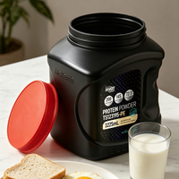 Bouteille à sauce carrée en plastique PE noir mat résistante aux hautes températures de 3225 ml avec poignée, récipient à sirop à large ouverture de qualité alimentaire