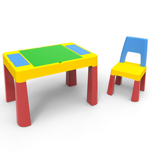 다기능 플라스틱 어린이 빌딩 블록 유치원용 레고 크기 입자와 호환되는 테이블 의자 세트 - Product Image 5