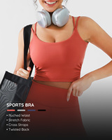 Vractivewholesale Soutien-gorge de sport et de yoga ultra doux, respirant, haute élasticité, dos croisé torsadé, maintien moyen, pour femme, vêtements de sport