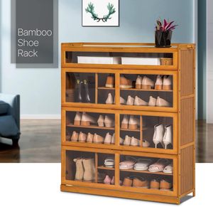 ארון הבמבוק 7 שכבתי כניסה לשכבה דלת אקרילית נעל עץ לארון הבית - Product Image 4