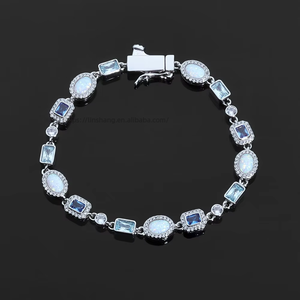 Bracelet Hip Hop 6 mm élastique avec boucle, zircon bleu, opale, chaîne de bijoux, personnalisation de bijoux, collier Tanjing Fashion Lijing - Product Image 2