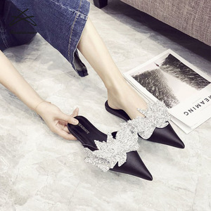 Zapatillas de Mujer Nuevas de Primavera 2022, Mules con Punta Puntiaguda, Zapatos Planos Casuales para Mujer, Sandalias Deslizantes - Product Image 4