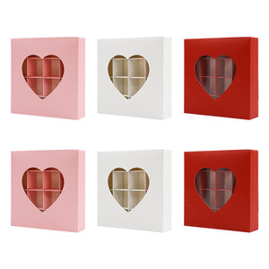Boîtes en papier pour chocolats et bonbons à thème cœur pour la Saint-<span class=keywords><strong>Valentin</strong></span> avec inserts, diviseurs pour cadeaux <span class=keywords><strong>de</strong></span> fête, boîte à friandises à 16 compartiments avec fenêtre - Product Image 1