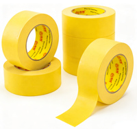 Cinta de Enmascarar Amarilla Adhesiva de Papel Crepé para Pintores de Automóviles, Resistente a Altas Temperaturas de 120 Grados