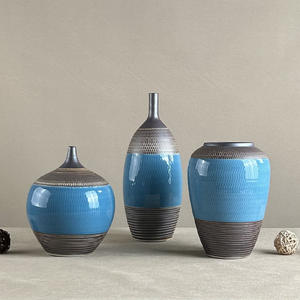 फूलों के लिए हस्तनिर्मित नीले हरे रंग का सिरेमिक <span class=keywords><strong>vase</strong></span> शादी के टेबलटॉप गार्डन आधुनिक प्राचीन युग - Product Image 2