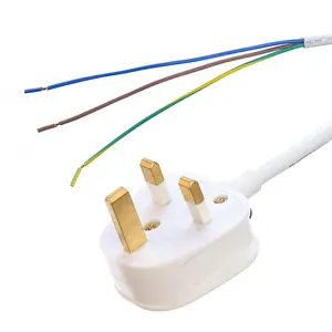 Hoog Verkopende Uk Stroomkabel Open Einde Rewireable 3 Prong Ac Voedingskabel Haaks 90 Voor Laptops Extensie Lead Uk