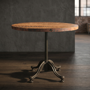 Antique-Style Adjustable Height Dining <b>Table</b> Industrial Cast Iron Mango <b>Wood</b> <b>Foldable</b> Eco-Friendly for Farmhouse Apartment Villa - Product Image 3