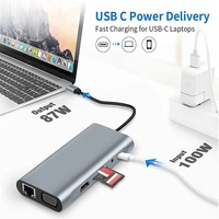 Hub USB-C 11 en 1 con VGA HDTV 4K, USB-C, SD/TF, AUX, Ethernet, PD, Estación de Conexión - Accesorios de Computación en Stock