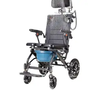 High Back Wheelchair Indoor Reclining Backrest Small Folding Wheelchair 150 degree reclining lightweight foldable wheelchair