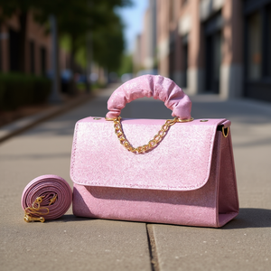 Bolso Bandolera Vintage para Mujer Fana, Cuero Rosa Brillante, Cadena Simple, Forro de PU Impermeable, Uso Diario - Product Image 2